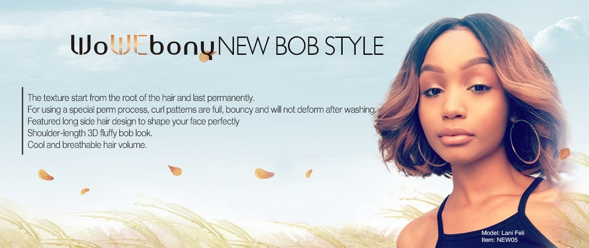  WoWEbony Bob Style Wigs