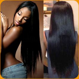 Full Lace Wigs Brazilian Virgin Hair Yaki Straight In Stock