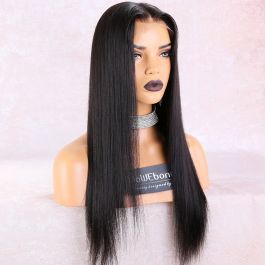 WoWEbony Light Yaki Glueless Silk Top T Part Or Closure Wig Indian Remy Hair [SPLW06]