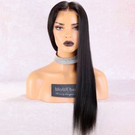 WowEbony Yaki Straight 6 Inches Deep Part Lace Front Wigs Indian Remy Human Hair [DLFW02]