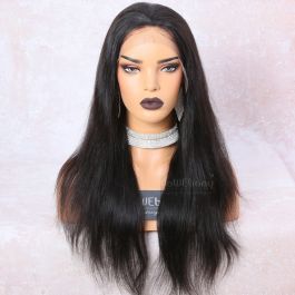 WowEbony 6 Inches Deep Part Silky Straight Lace Front Wigs Indian Remy Hair, 150% Density [DLFW01]