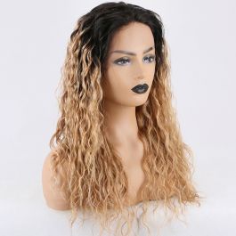 Stocked WoWEbony Indian Remy Hair 25mm Curly Ombre Natural Color to #27A Color Lace Front Wigs [Iris] 