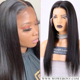 WoWEbony Invisible HD Transparent Indian Remy Silky Straight HD Lace Wigs [HDSS01]