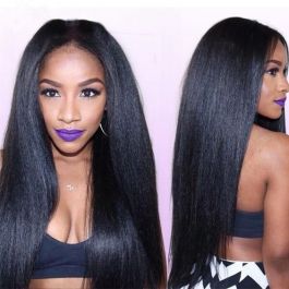 150% density Indian Remy Hair Pre-plucked hairline 360 Lace Wigs Kinky Straight