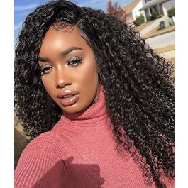6 Inches Dee Part Pre-Plucked Kinky Curly 360 Lace Wigs 150% density, 100% Indian Remy Hair 360 Wig