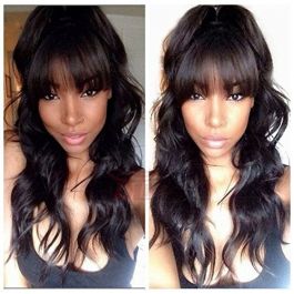 6 Inches Dee Part Pre-Plucked Super Wave with Bangs 360 Lace Wigs 150% density, 100% Indian Remy Hair 360 Wig