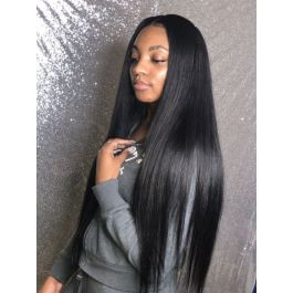 WowEbony 30 Inches Long Hair Yaki Straight 6 Inches Deep Part Lace Front Wigs Indian Remy Human Hair,150% density [DLFW09]