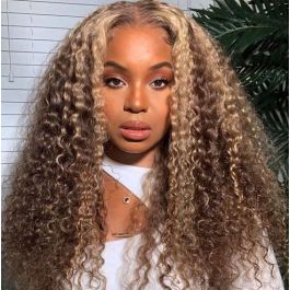 WoWEbony Transparent Invisible HD Lace Remy Hair Highlight 3in1 Wet and Curly/Wavy Back Style 360 Lace Wig or Lace Front Wigs [WOW02]
