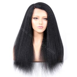 Indian Remy Hair Kinky Straight Glueless Lace Part Lace Wig