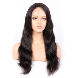 Indian Remy Hair Natural Wave Glueless Silk Part Lace Wig