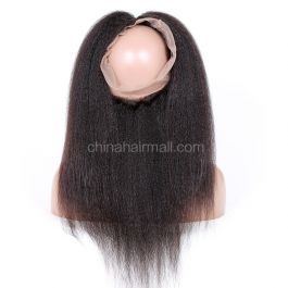 Indian Remy Hair 360 Lace Frontal Closure 22.5"*4" Elastic Band Natural Color Kinky Straight