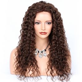 Lace Front Wigs Indian Remy Hair Deep Curly #4 Color