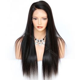 In Stock 4.5inch Deep Part Lace Front Wigs Indian Remy Hair Yaki Straight C Part