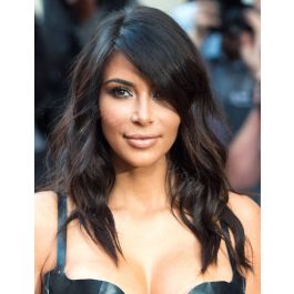 Kim Kardashian Inspired Glueless Lace Front Wigs Indian Remy Hair Middle Length Bob Cut Wigs