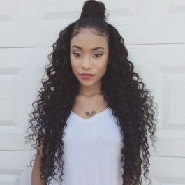 4.5inch Deep Part Lace Front Wigs Indian Remy Hair Deep Curly