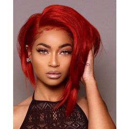 WowEbony Human Hair Crimson Color  Red Color Glueless Lace Front Wigs [crimson]