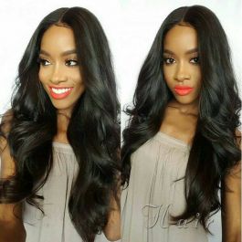 Silk Base 4*4 Lace Front Wigs Indian Remy Hair Body Wave in Stock