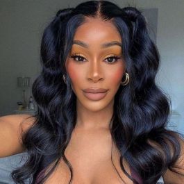 WowEbony 6 Inches Dee Part Pre-Plucked Super Wave 360 Lace Wigs 150% density, 100% Indian Remy Hair 360 Wig [N360SW01]