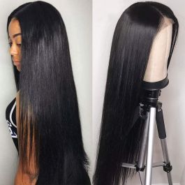 WoWEbony Light Yaki Glueless Lace/Silk T Part Lace Front Wig Indian Remy Hair [LPLW06]