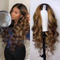 blend color human hair v part wigs