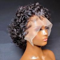 Affordable Wigs: WowEbony Natural Color or Burgundy 99J Color Indian Remy Hair Curly Short Pixie Cut  Lace Front Wigs[Tuya]
