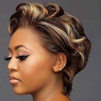 Pixie Cut Wigs: WowEbony Natural Color or Highlight Color Real Human Hair Short Pixie Cut  Lace Front Wigs[pixie02]
