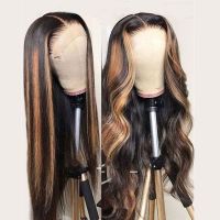 WoWEbony Indian Remy Piano Highlight Streaks Color Straight Lace Front Wigs [Piano]