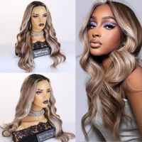 WoWEbony Luxury Human Hair Balayage Brown/Blonde/White Blonde Highlight Color Wavy Texture Lace Wig [WOW20] 
