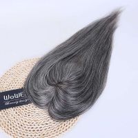 Same Day Shipping Luxury Brazilian Virgin Hair Mixed Gray Salt And Pepper Color 130% Density 5"X6.5" Mono Mesh Human Hair Topper[WTP07]