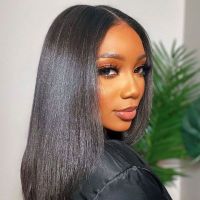 Lace Front Wigs Brazilian Virgin Human Hair Silky Straight Side Part