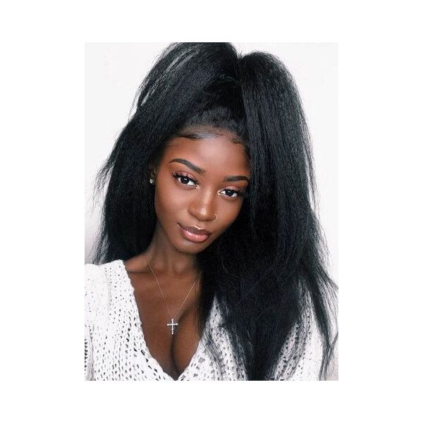 NEW Fitted Glueless 360 HD Lace Wig Kinky Straight With Kinky Edges &  Invisible Band [HLW04]
