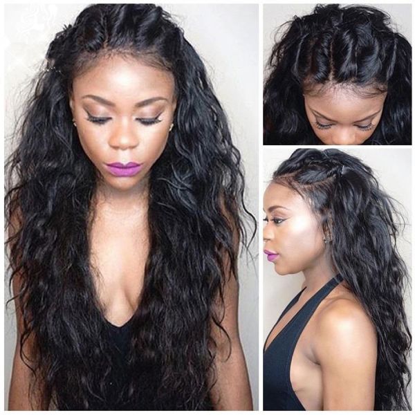 WoWEbony Indian Remy Or Malaysian Virgin Real Human Hair 3in1 Wet And Wavy  Beach Wavy Glueless Full Lace Wigs [FW36]