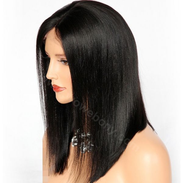 Same Day Shipping WowEbony Yaki Straight Blunt Bob Cut Bob 360