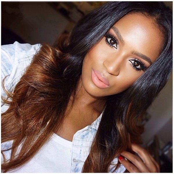 WowEbony Ombre Brown Glueless Lace Part Lace Wig 150 Density Indian Remy Hair OLPLW03