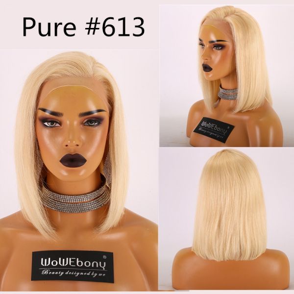 613 Honey Blonde Bob Wig with Dark Brown Roots 100% Human Hair – SULMY