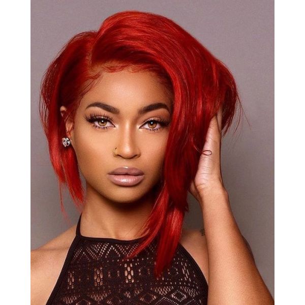 WowEbony Human Hair Crimson Color Glueless Lace Front Wigs [crimson]