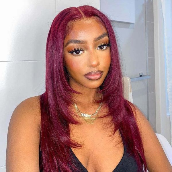 Burgundy hair color straight hair 2025