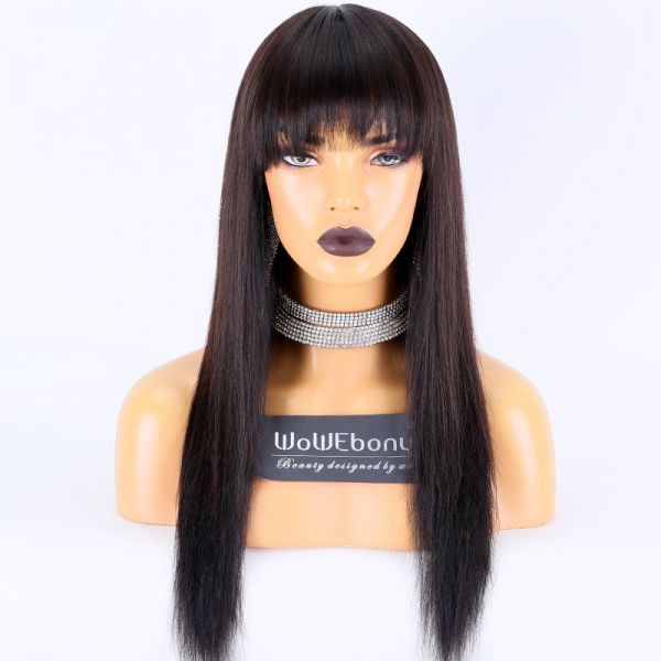 Indian remy wigs with bangs clearance