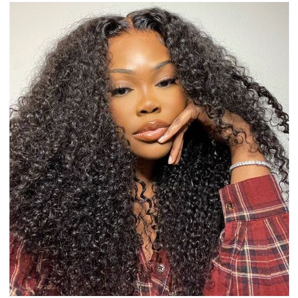 WoWEbony Brazilian Virgin Hair Super Thick 250% Density Kinky Curl HD  Invisible HD Lace Frontal Wigs [WOW08]