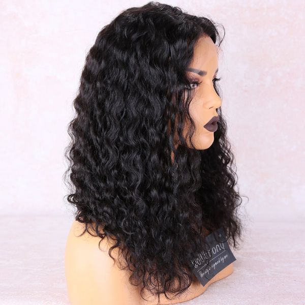 WoWEbony Human Hair Loose Curly Glueless Full Lace Wigs FLW10
