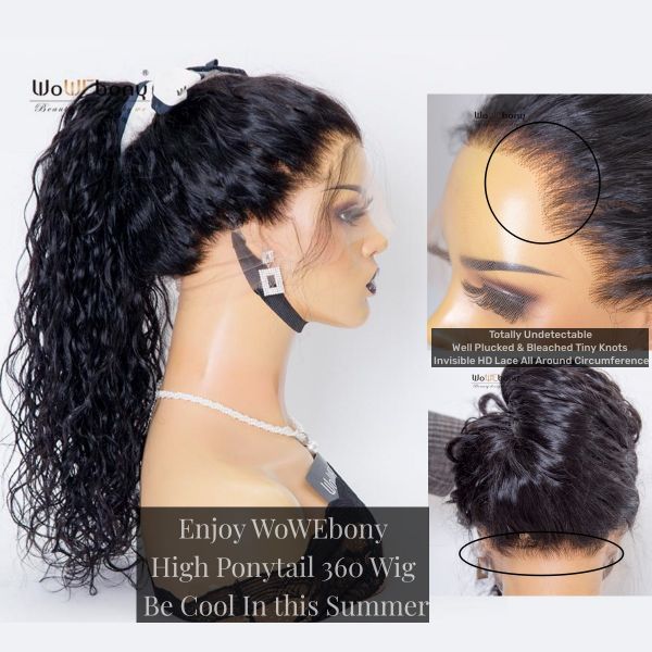 WoWEbony Real Human Hair 3in1 Wet and Wavy Beach Wave Well Pre plucked and pre bleached