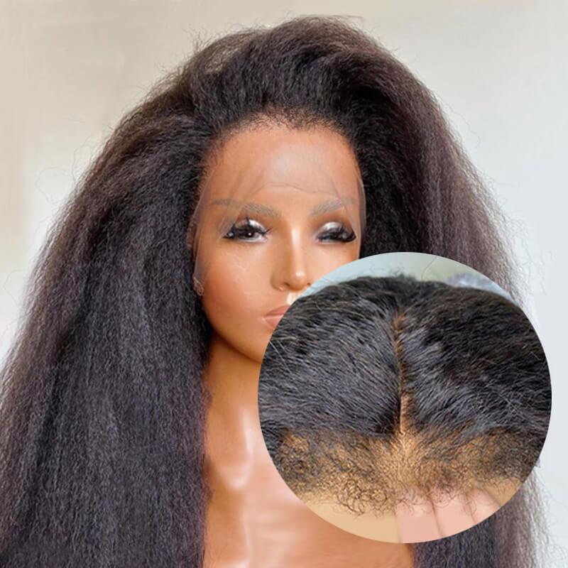 Unprocessed Italian Coarse Yaki Straight 13x4 Full Lace Frontal Closure Ear  To Ear Free Part Human Hair Extensions Afro Kinky Straight Top Lace Front